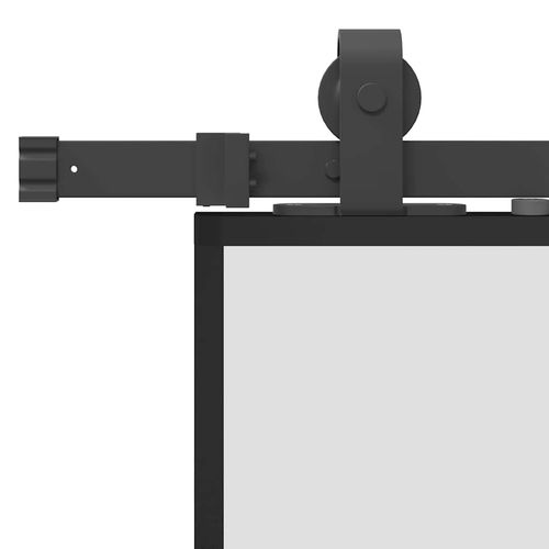 Drzwi przesuwne z zestawem okuć czarne 76x205cm szkło hartowane na Arena.pl