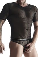 męski t shirt z elastycznej siatki w serek xxl