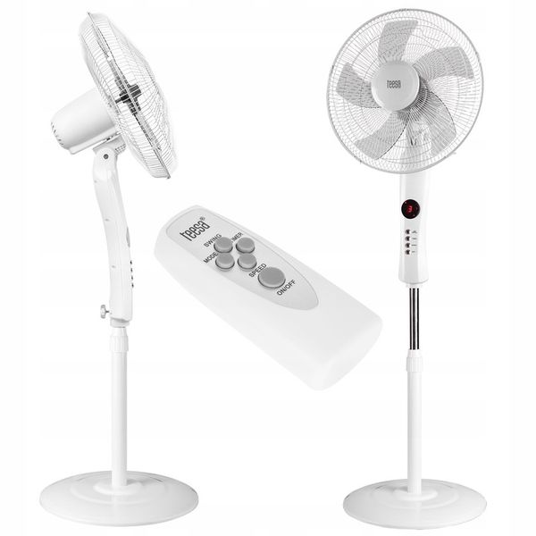WENTYLATOR STOJĄCY BIAŁY STEROWANY PILOTEM 130CM 50W OSCYLACJA 3 TRYBY zdjęcie 1