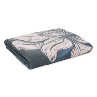 Koc 150x200 cm Emma Premium granatowy design z nadrukiem kwiatowym