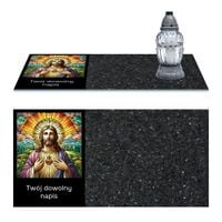 SZKLANA PODSTAWKA POD ZNICZE TWÓJ DOWOLNY TEKST 50 WZ CIEMNY MARMUR 60x30cm