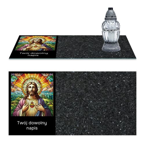 SZKLANA PODSTAWKA POD ZNICZE TWÓJ DOWOLNY TEKST 50 WZ CIEMNY MARMUR 60x30cm na Arena.pl