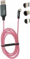 KABEL USB 3W1 3.1A SOMOSTEL MAGNETIC LED RED QUICK CHARGER QC 1.2M