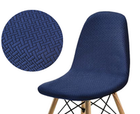 POKROWIEC NA KRZESŁO SKANDYNAWSKIE JODEŁKA ŻAKARD DO JADALNI GRANATOWY