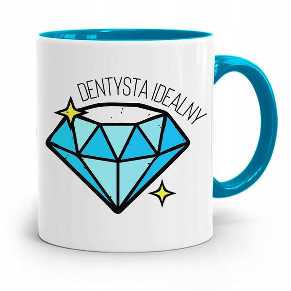 Kubek Błękitny Prezent Dentysty Dentysta Idealny Z Nadrukiem Ze Zdjęciem zdjęcie 1