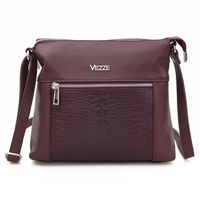 VEZZE torebka damska skórzana listonoszka kroko z paskiem V022 c.bordowa
