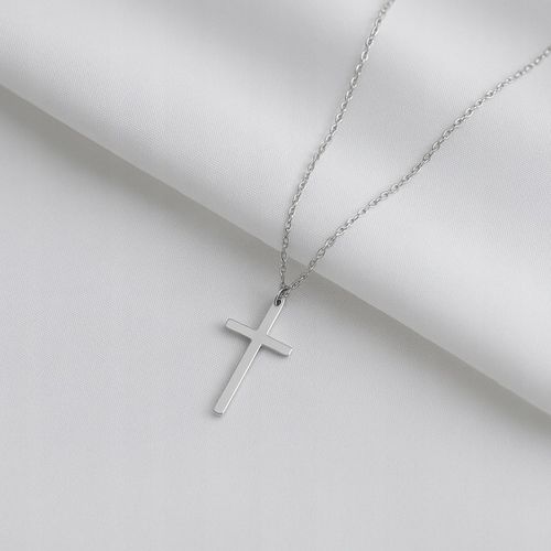 SREBRNY ŁAŃCUSZEK Z KRZYŻYKIEM POLEROWANA STAL CHIRURGICZNA + SZKATUŁKA na Arena.pl