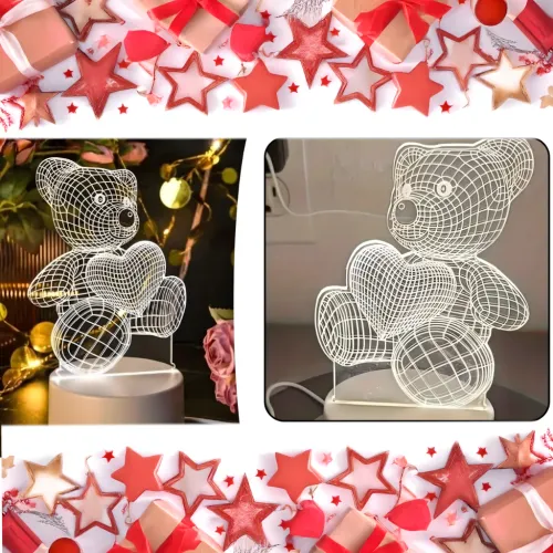 Lampka Nocna Prezent Miś 3D Illusion do Sypialni dla Dzieci Biurkowa USB na Arena.pl