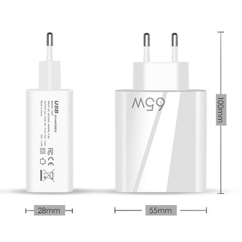 SZYBKA ŁADOWARKA SIECIOWA 65W GaN USB USB-C QC PD na Arena.pl