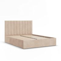 Łóżko Ramowe POLLA BEŻOWE Tapicerowane Podwójne 140x200 VELVET