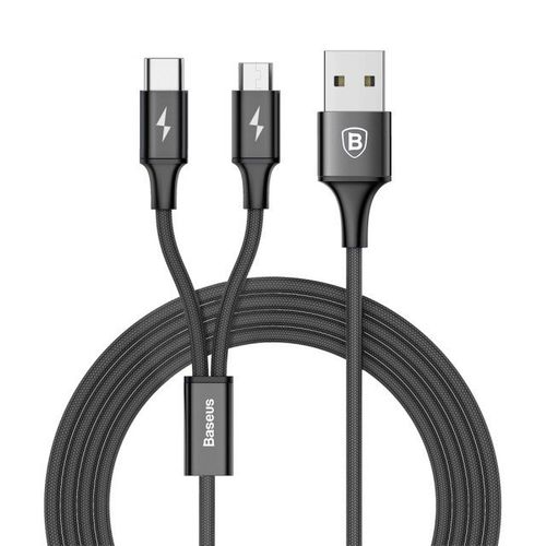 Kabel Baseus Rapid 2w1 microUSB i USB-C 1,2m Black na Arena.pl