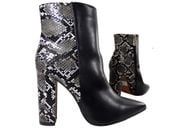 Czarne botki damskie eko skóra wężowy tył wiosenne buty 37