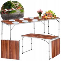 Stół Turystyczny Składany Kempingowy Stolik Duży Ogrodowy 180x60cm Brązowy