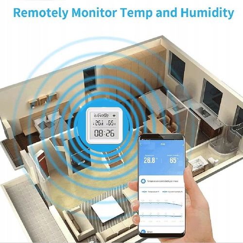 Termometr Czujnik Temperatury Wilgotności i Zegar TUYA SMART LIFE WIFI LCD na Arena.pl