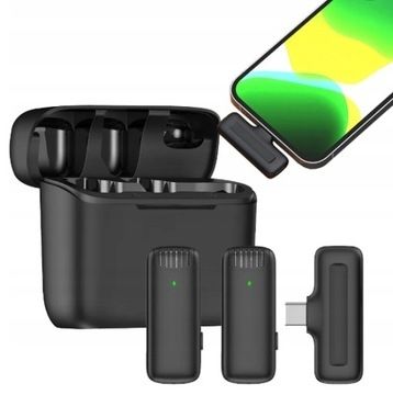 2x mikrofon krawatowy bezprzewodowy USB-C + etui youtube, tik tok na Arena.pl
