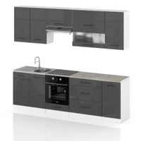 Meble Kuchenne Szary Połysk Marocco Młodzieżowe 2.6m Nowoczesne Modułowe