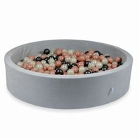 Suchy basen 130x30cm Velvet Soft Jasnoszary z piłeczkami 600szt (różowozłote, opalizujące, metaliczny grafit)