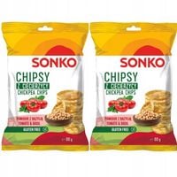 Sonko Chipsy z ciecierzycy o smaku pomidora z bazylią 60 g x 2 sztuk