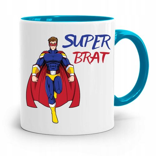 Kubek Błękitny Prezent Dla Brata Super Brat Z Nadrukiem Ze Zdjęciem na Arena.pl