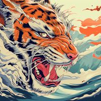 Plakat 20x20cm Tygrys Na Fali