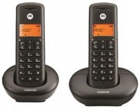 Telefon stacjonarny bezprzewodowy Motorola E201 Duo Czarny