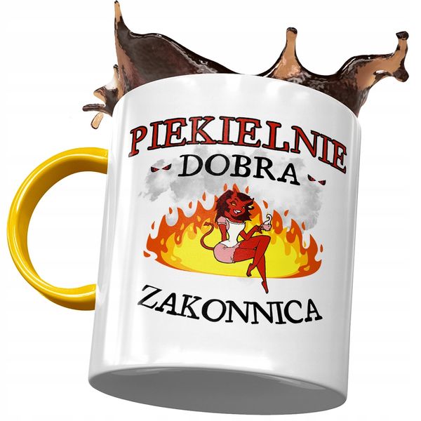Kubek Żółty Dla Zakonnicy Piekielnie Dobra Kubek Z Nadrukiem Ze Zdjęciem zdjęcie 1
