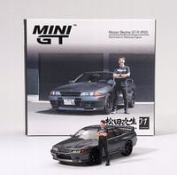 MINI GT NISSAN SKYLINE GT-R (R32) 1992 Gunmetal w/ Matsuda figure 1:64