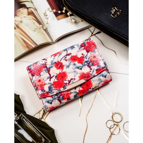 modny, kolorowy portfel damski ze skóry ekologicznej w kwiaty - peterson na Arena.pl