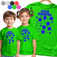 KOSZULKA DZIECIĘCA TSHIRT - NA DZIEŃ KROPKI NIEBIESKIA KROPKA - 134 M