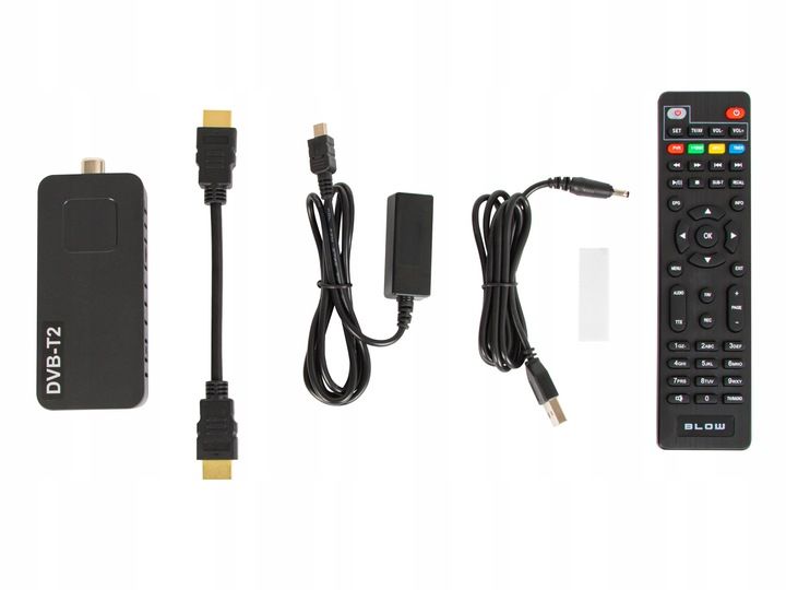 DEKODER TUNER TV DVB-T2 HEVC H.265 FULL HD MINI STICK PILOT ZESTAW zdjęcie 8