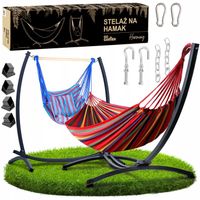 HAMAK ZE STELAŻEM OGRODOWY DWUOSOBOWY STOJAK BOHO FOTEL WISZĄCY BUJAK 250KG
