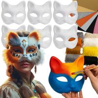 Zestaw 6 Masek Kota DIY do Malowania z Futerkiem i Filcem Therian