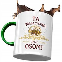 Kubek Zielony Dla Masażystki Masażystka Jest Osom Z Nadrukiem Ze Zdjęciem