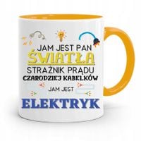Kubek Żółty Prezent Elektryka Jam Jest Pan Światła Z Nadrukiem Ze Zdjęciem