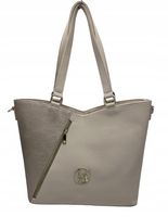 Laura Biaggi - torebka shopper beżowa groszek mat stare złoto zamek S18123