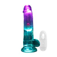 Led Vibrating Straight Cock With Balls - 15 Cm - Transparent