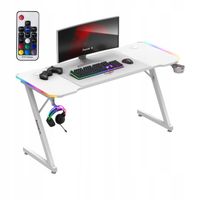 Biurko Gamingowe Komputerowe Huzaro Hero 3.3 White Rgb + Podkładka Xxl