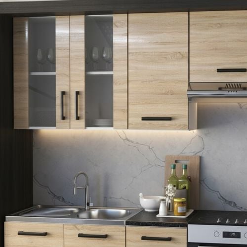 MEBLE KUCHENNE KUCHNIA ZESTAW SZAFKI MODUŁOWE BLAT JOLA 2,4M DĄB na Arena.pl