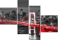 100 70CM OBRAZ 4 ELEM TOKYO MOST TĘCZOWY CZERWIENI DRUK PŁÓTNO RAMA