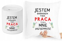 Dla Barmana Zestaw Poduszka + Skarbonka Prezent Z Nadrukiem Ze Zdjęciem