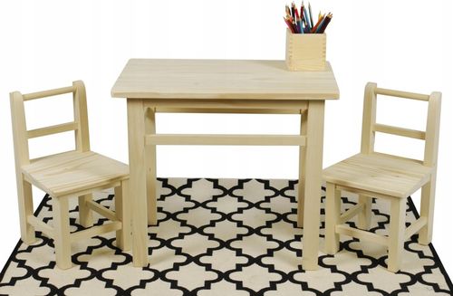 ZESTAW STÓŁ STOLIK BIURKO KRZESŁA KRZESEŁKA DLA DZIECI Z DREWNA DO POKOJU na Arena.pl