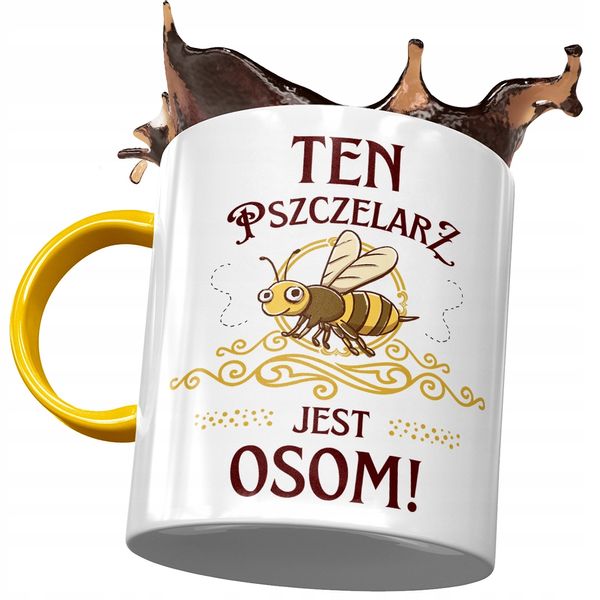 Kubek Żółty Dla Pszczelarza Jest Osom! Prezent Z Nadrukiem Ze Zdjęciem zdjęcie 1