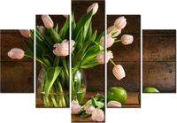 105CM 150CM OBRAZ 5 ELEM PUDROWY TULIPAN DRUK