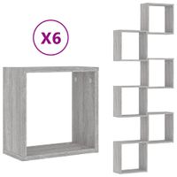 Półki ścienne 6 szt. Szary Sonoma 30x15x30 cm