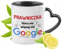 Dla Prawniczki Kubek Czarny Z Uszkiem W Kształcie Serca Na Prezent