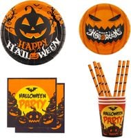 Zestaw Zastawy Papierowa Jednorazowa na Imprezę Halloween dla 10 Osób