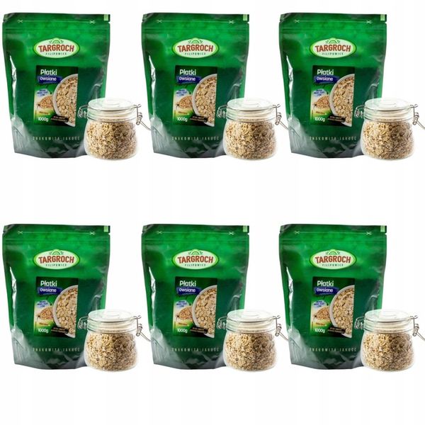 Płatki Owsiane 6x 1kg Targroch 6kg Duży Zestaw zdjęcie 1