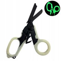 Nożyce MEDYCZNE Taktyczne RATUNKOWE Nożyczki ŚWIECĄCE CIEMNOŚCI 6W1 Czarne