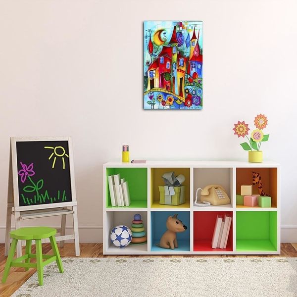 Emaga Obraz na płótnie, Kolorowe miasteczko nocą - 80x120 zdjęcie 2