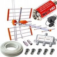 ANTENA TV NAZIEMNEJ Kierunkowa DVBT2 COMBO 4K do 200km na 3TV + KABEL
